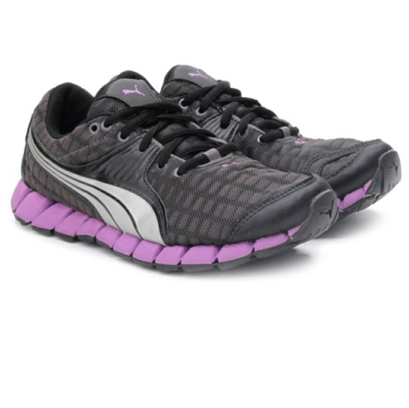 black and purple puma sneakers